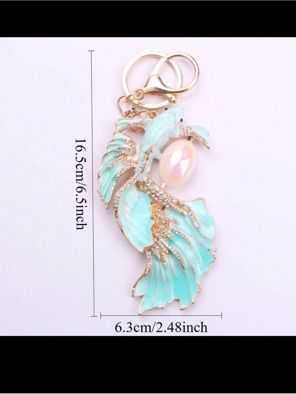 Koi fish and pearl bag charm - Picture 3 of 3